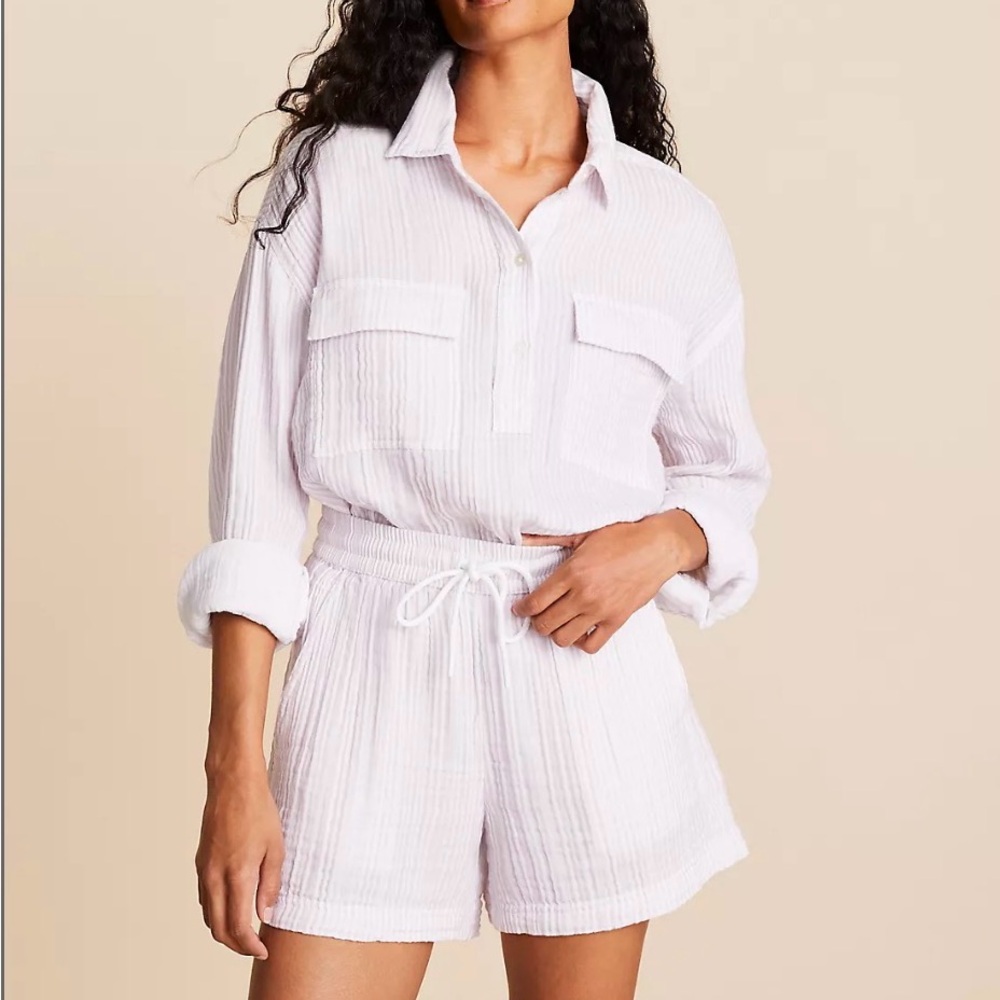 Lou & Grey LOFT Triple Cloth Popover and Shorts Set M NWT